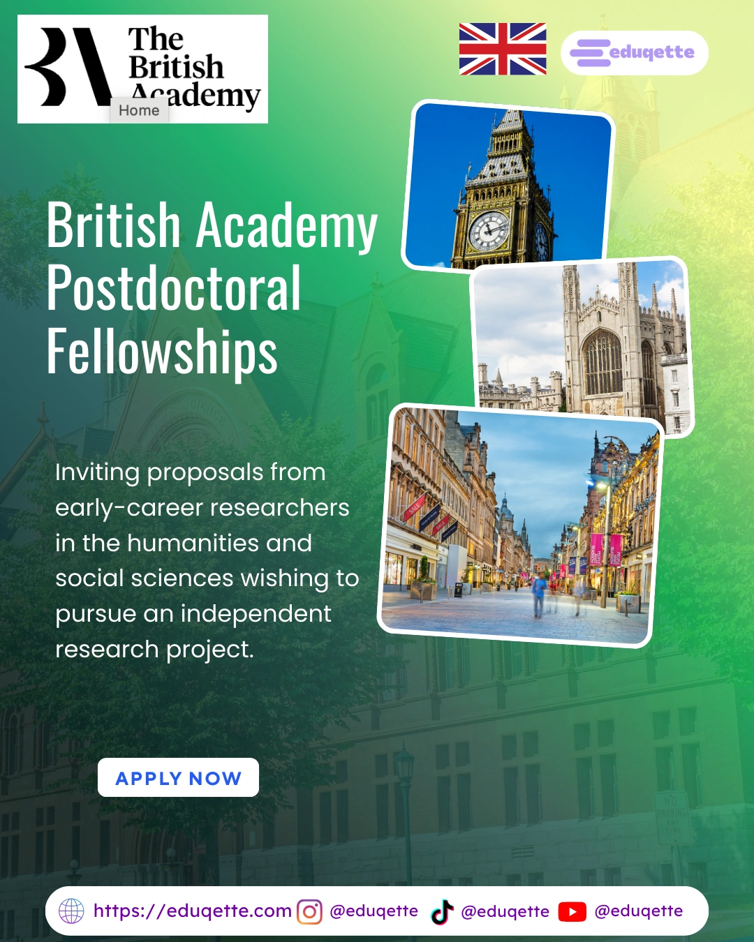 British Academy Postdoctoral Fellowships - Eduqette
