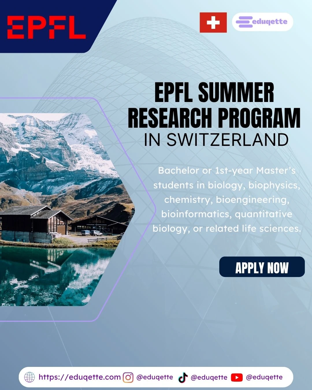 EPFL Summer Research Program – School of Life Sciences - Eduqette